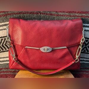 COACH Red Pebble Leather Madison Shoulder Bag 26223
